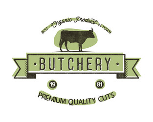Retro Butchery Shop Emblem Vector Image