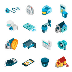 security system icons set vector