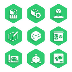 set isometric cube 3d printer graphing paper vector image
