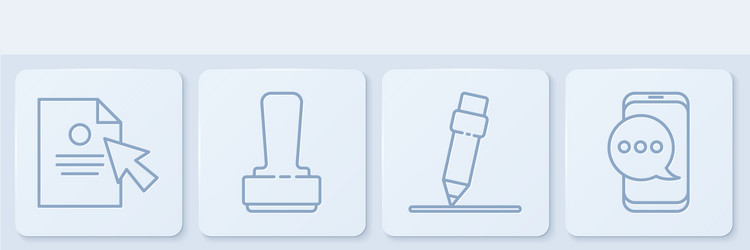 set line document and cursor pencil with eraser vector image