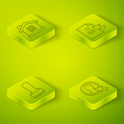 set isometric document and cursor stamp create vector image