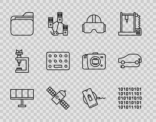 set line solar energy panel binary code virtual vector