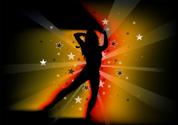 silhouetted dancing young woman vector