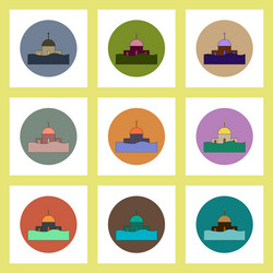 flat icons set of building that has been flooded vector image