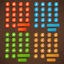 Mobile Game UI - Bright Icons & Buttons vector image