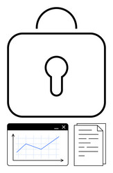 secure data concept with lock document vector image