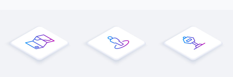 set isometric line folded map location vector image