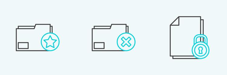 set line document and lock folder with star vector image