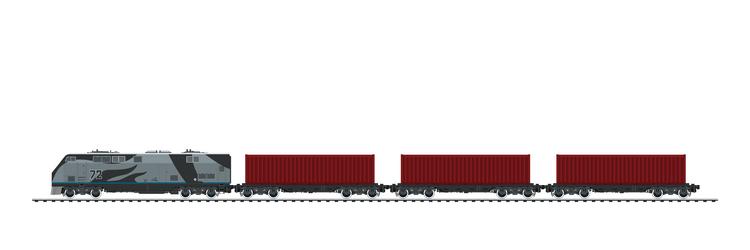 Locomotive with cargo container vector