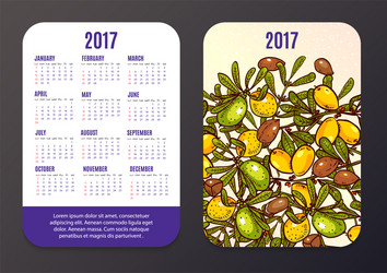 Pocket calendar with fruits vector