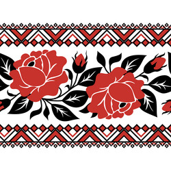 Red Rose Embroidery Border Vector Image