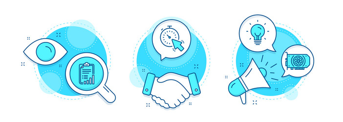 energy timer and gpu icons set checklist sign vector image