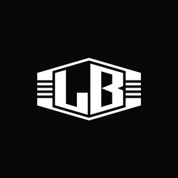 Lb letter logo monogram hexagon shape Royalty Free Vector