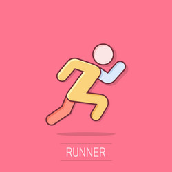 Run people icon in comic style jump cartoon vector