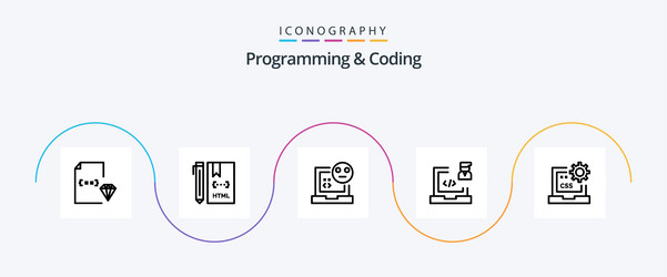 programming and coding line 5 icon pack including vector image