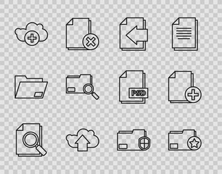 set line document with search folder star next vector image