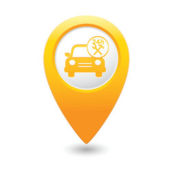 car with tools icon map pointer yellow vector image