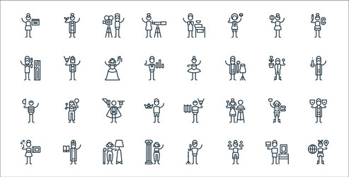 General arts line icons linear set quality vector