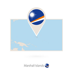 Rectangular map marshall islands with pin icon vector