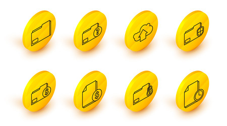 set line document with clock folder and finance vector image