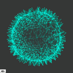 sphere with connected lines and dots glowing grid vector image