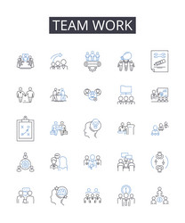 team work line icons collection equality vector