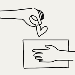 charity doodle hand giving heartmoney donation vector