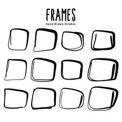 hand drawn uneven square frames set design vector image
