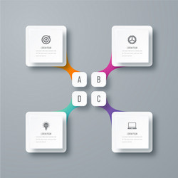 business infographics template 4 steps with square vector