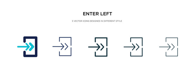 Enter left icon in different style two colored vector