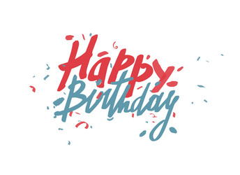 Happy birthday text card hand drawn lettering vector