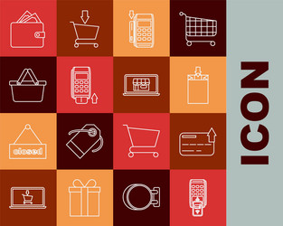 set line pos terminal with printed receipt vector image