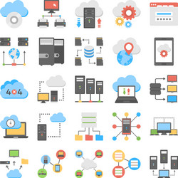 Web hosting and cloud storage flat icons vector