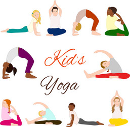 yoga kids set gymnastics for children Vector Image
