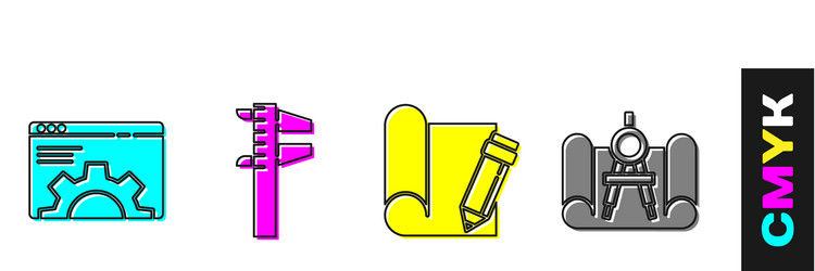 set browser setting calliper or caliper and scale vector image