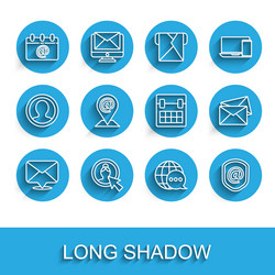 set line envelope create account screen calendar vector image