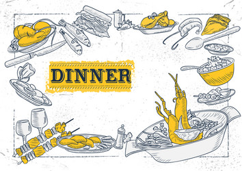 template different types dinner item vector