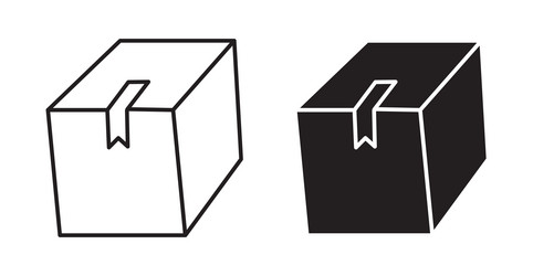 box icon set in thin line for web vector image