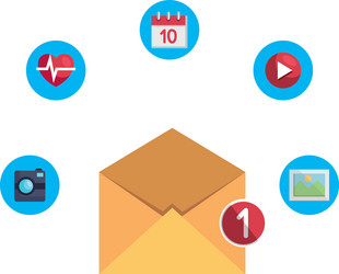 Envelope mail with counter and apps menu vector