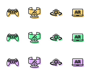 set line 360 degree view gamepad and augmented vector image