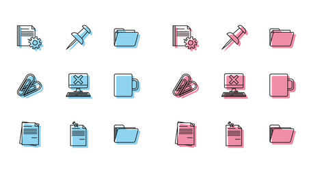 set line file document note paper with pinned vector image