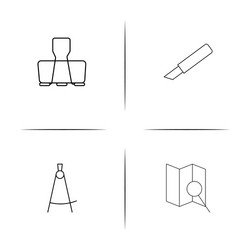 office simple linear icon setsimple outline icons vector image