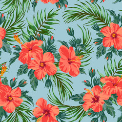 Tropical Hibiscus Pattern Vector Image