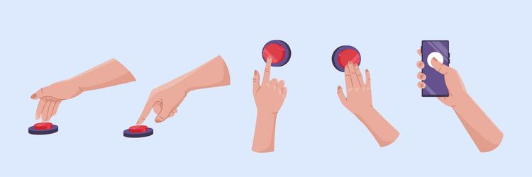 Fingers pressing button vector