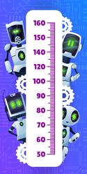 Kids height chart with robots androids cyborgs vector