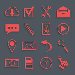 Red icons for web and mobile applications vector