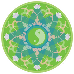 yoga mandala with silhouettes in poses vector