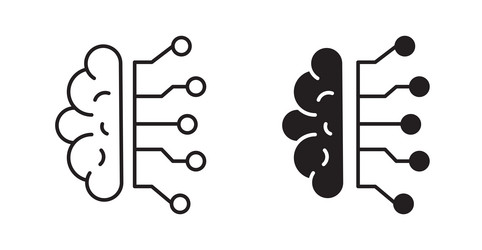 brain circuit icon set in thin line for web vector image