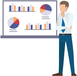 man analyses digital report with data statistical vector image