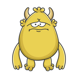 sad yellow goblin cartoon monster vector